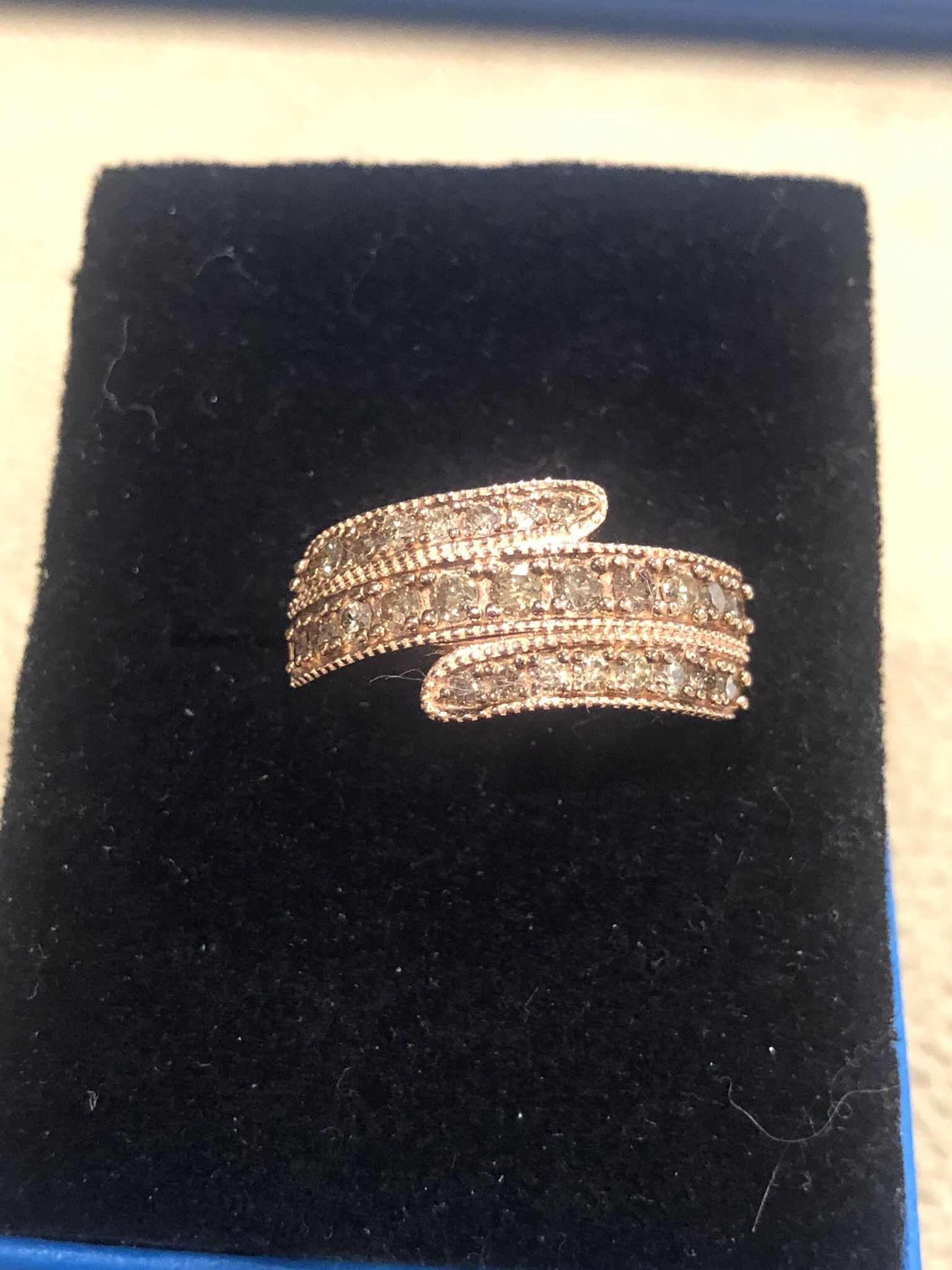 Natural Champagne Diamond Bypass Ring