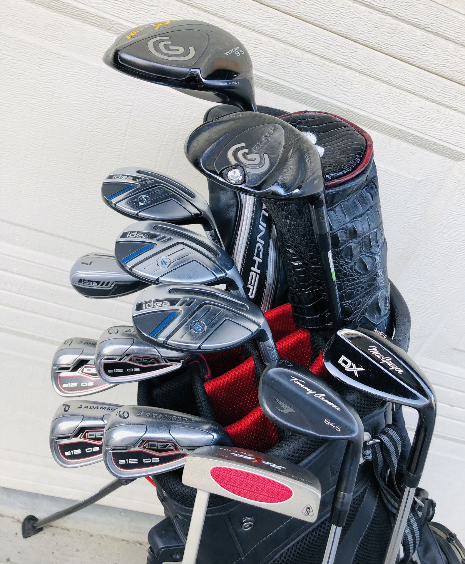 Golf Set Adams Irons 7-PW, GW with 3, 4 & 5 Hybrids, Cleveland XL Driver