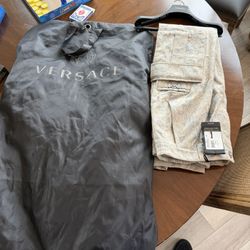 Versace Barocco Jacquard Cargo Trousers - Grey Size 38 New with Tags