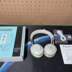 Wireless Headset, Bluetooth W/ Mic, White & Gold