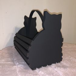 Painted Wood Cat Basket