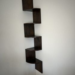 5-Tier Floating Brown Corner Shelf