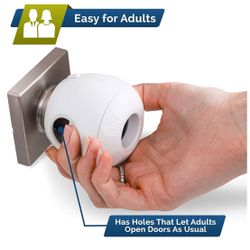 Child Safety Door Knob Cover (4 Pack) Hard-to-Remove Dual-Lock Door Handle Covers for Kids - Reusable Baby Proof Door Knob Locks - Installs Easily, No