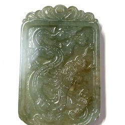 Natural Burma Jade Jadeite Dragon Handmade Pendant Necklace