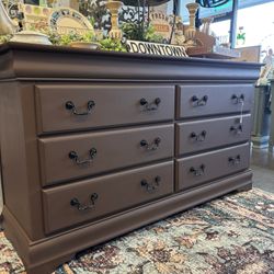 Newly Refinished Brown 6 Drawer Dresser 