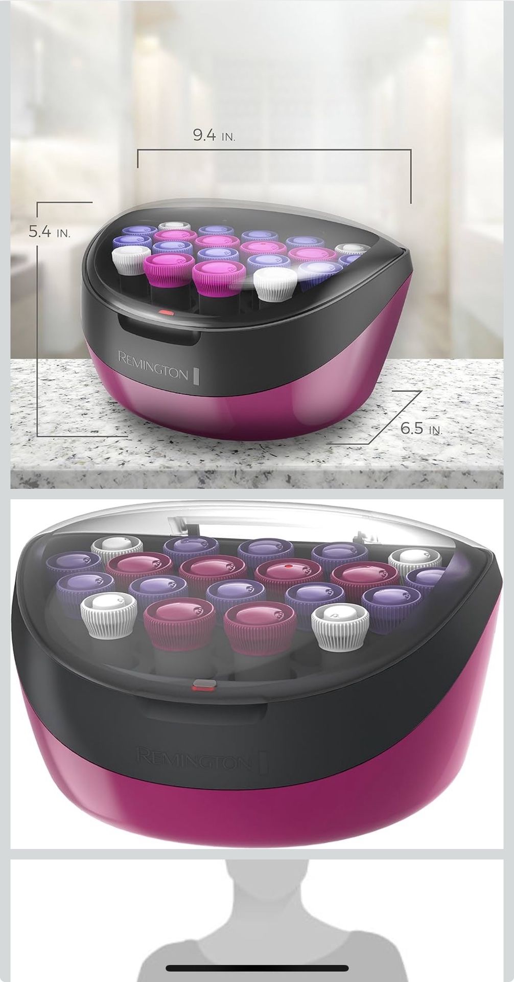 Remington Ionic Conditioning Hair Setter, 20 Velvet Hair Rollers, 6 Large (1¼”), 10 Medium (1"), 4 Small (¾”), Blowout Style Hair Curlers