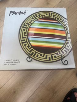 Desert tones charger plate with stand