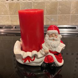 Santa Candleholder w/ Candle
