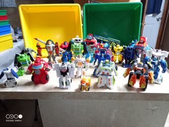 Lot of Transformers Autobots, Rescue Bots