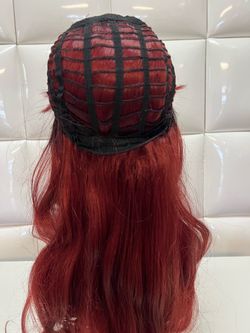 Synthetic red wine long wavy wig-$55 brand new-peluca larga ondulada