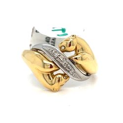 14Kt Two Tone Gold Diamond Jaguar Ring 3.40g Size 6 132659/11