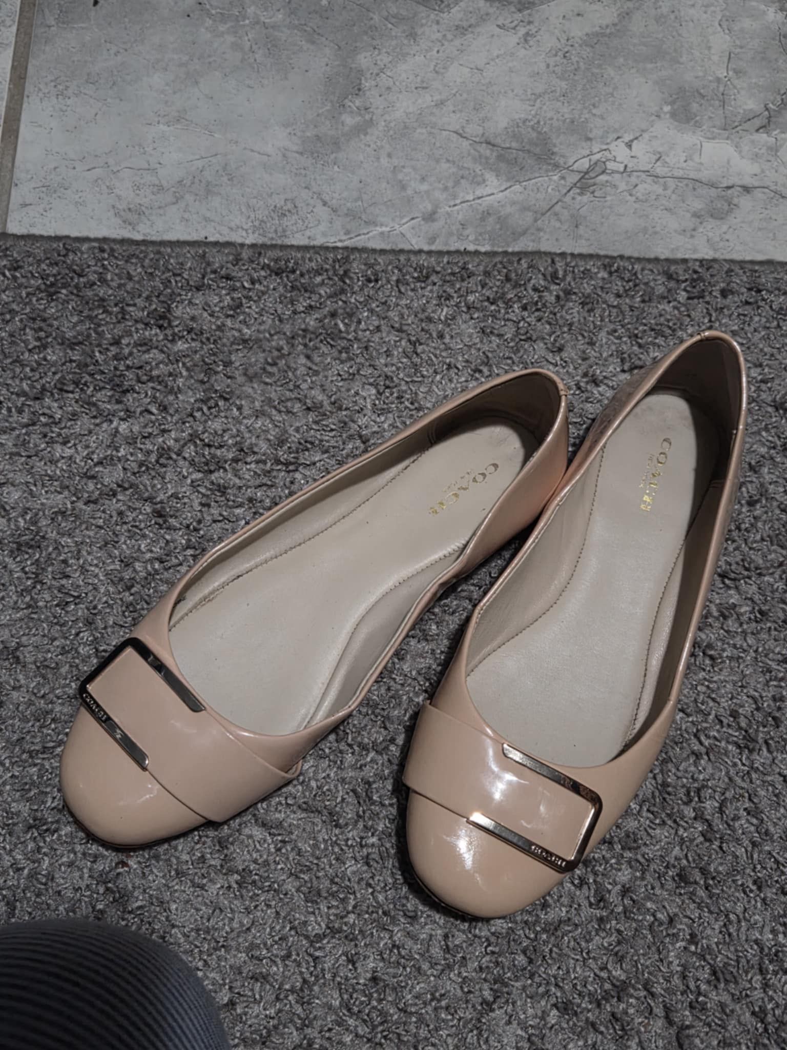 Pink Patent Leather Coach Flats Size 8
