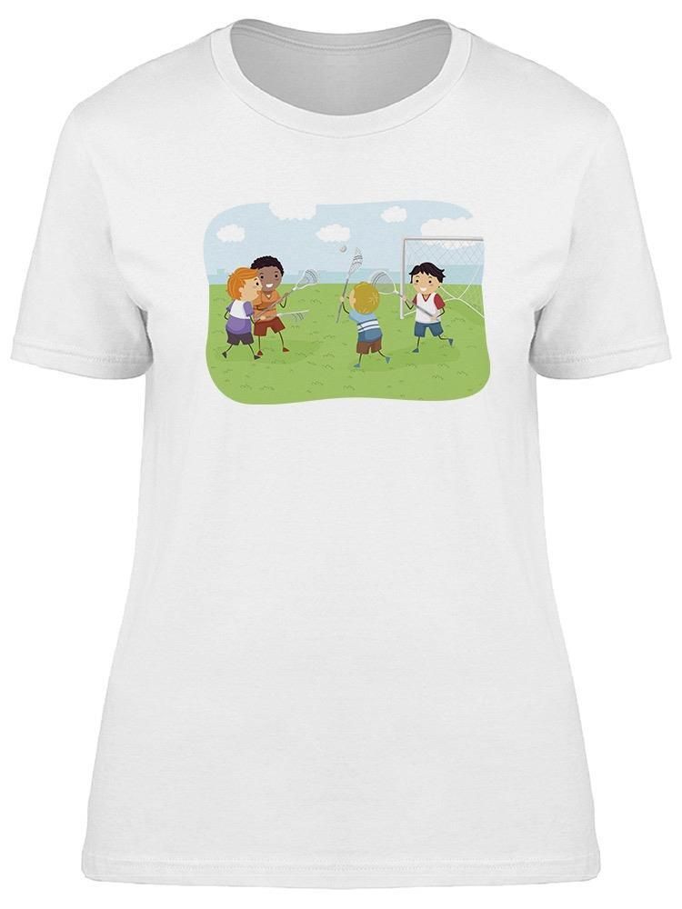 Smartprints Boys Playing Lacrosse Tee Women's -Image by Shutterstock White Size 3XL