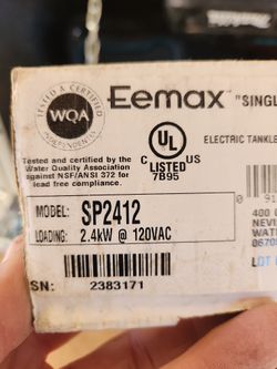 Eemax Single Point Electric Talked Water Heater SP2412 for Sale in  Scottsdale, AZ - OfferUp