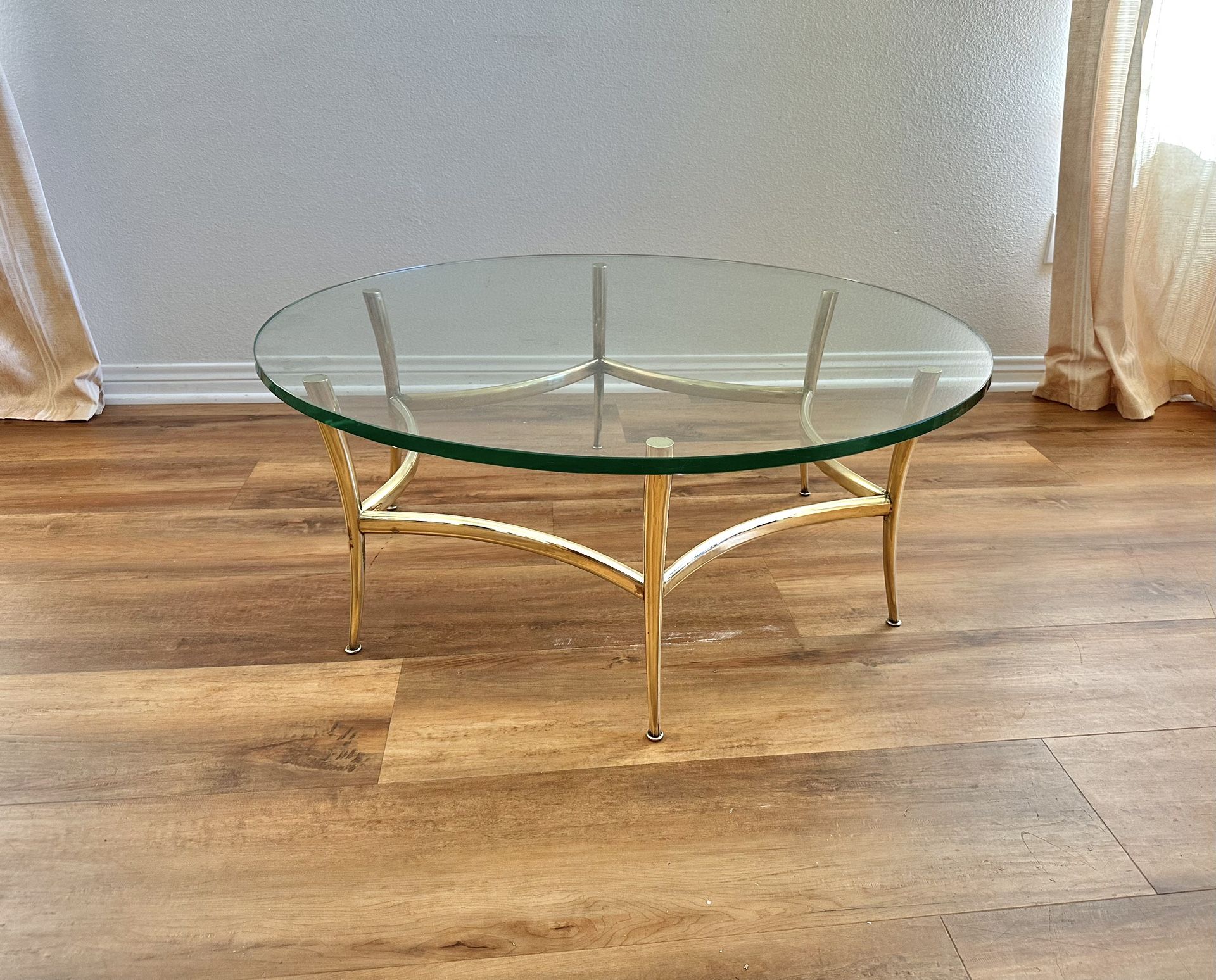 Vintage Coffee Table Brass Hollywood Regency 