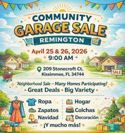 Community Garage Sale 209 Stonecroft Ct. kissimmee, Fl. 34744