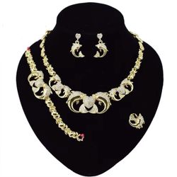 18K Gold Plated Dolphin X and Heart Jewelry Set, For Kids or Petite Women