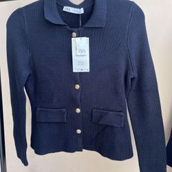 Zara Knit Blazer Cardigan Women Small