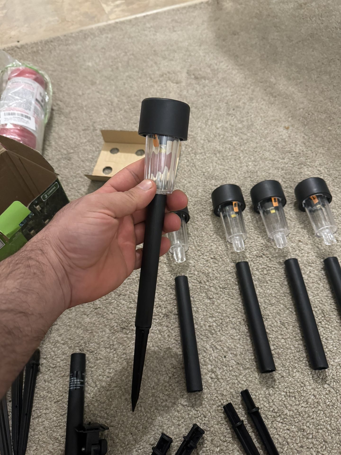 Mainstays Solar Powered Black Classic Column LED Path Light and Landscape Light, 2 Lumens (6 Count) Free 2 days shipping
