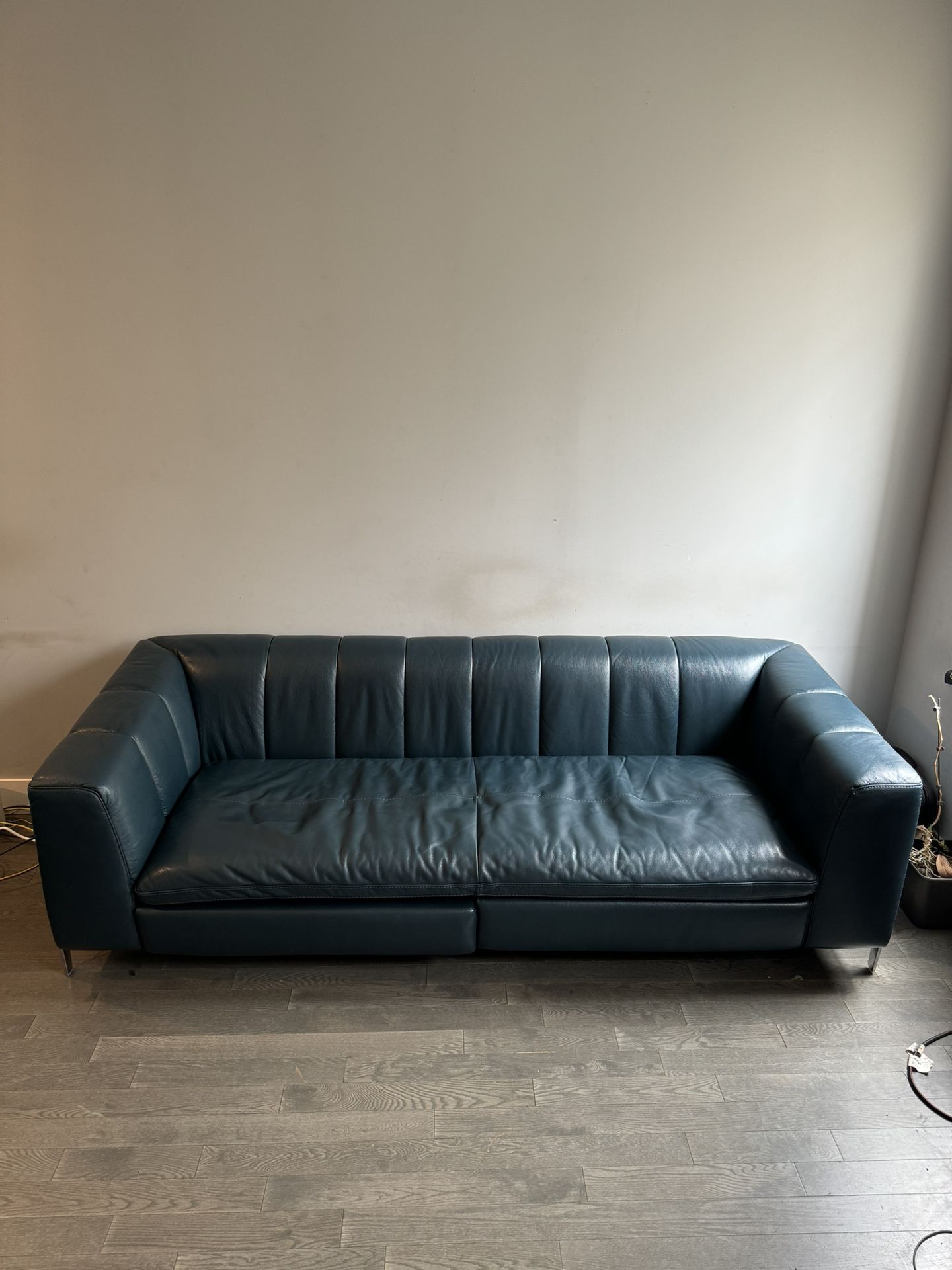 Blue Leather Sofa ( couch )