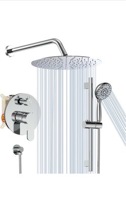 Chrome Rain Shower System with Handheld Head