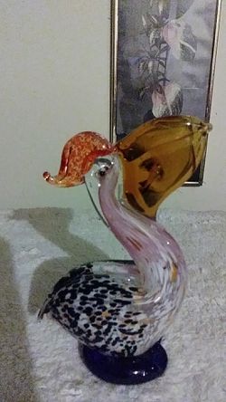 Art Glass Sculptures Pelican fish in mouth