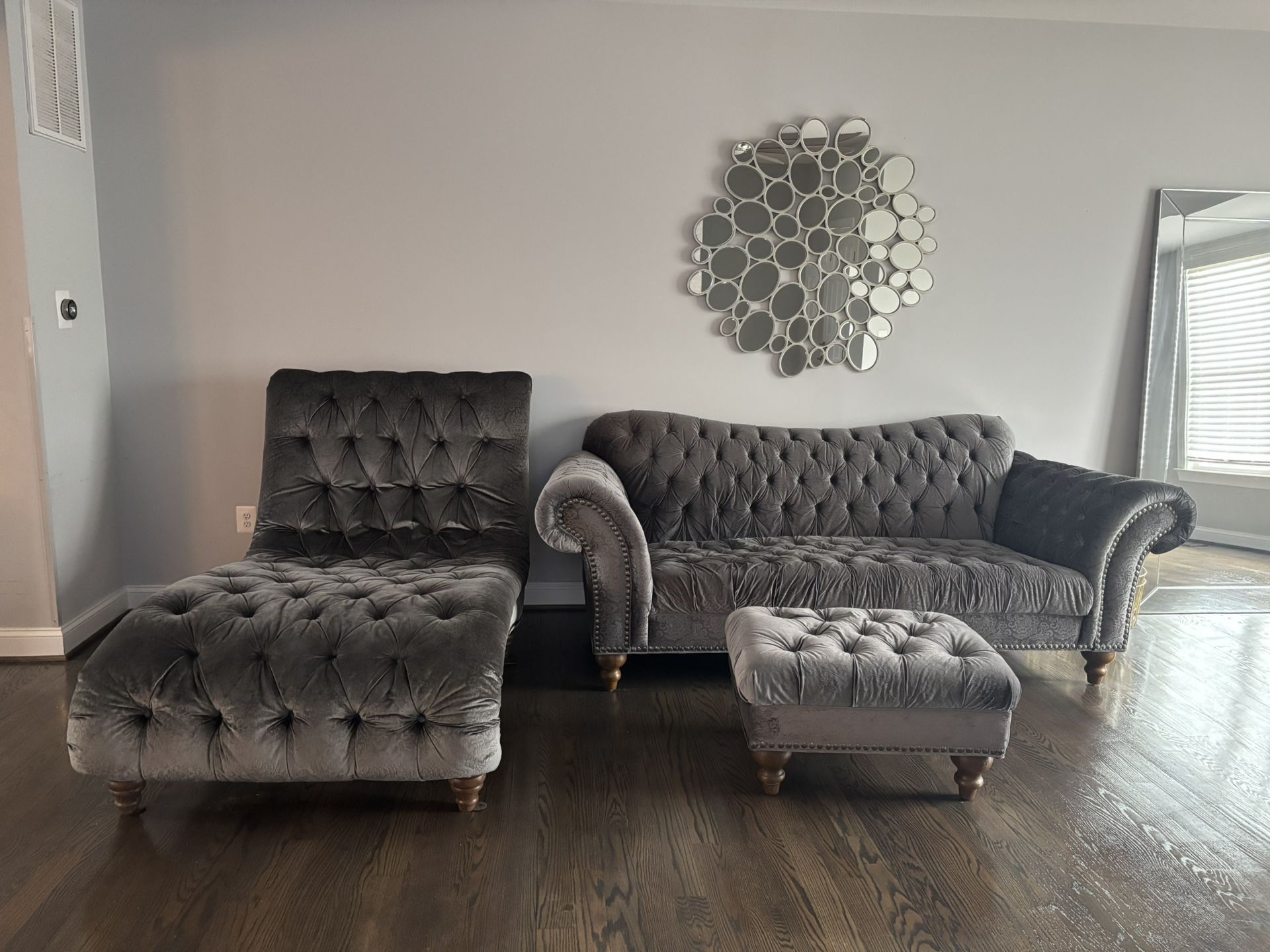 Gray Velvet Living Room Set
