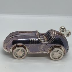 Vintage Reed & Barton Bright Silver Plated Race Car #5 Bank /NO STOPPER AS-IS