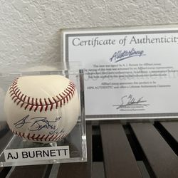 A.J Burnett  baseball autograph authentic.