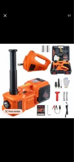 Tanlook Portable 5-Ton (5000 lbs) 12V Hydraulic Electric Car Jack with Built-In Air Pump, LED Lights