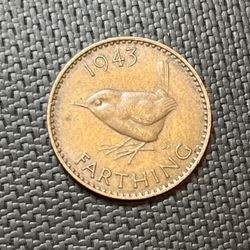1943 British Farthing Coin 