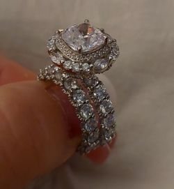 Jzora 4 CT Center Stone Wedding Bridal Ring Set