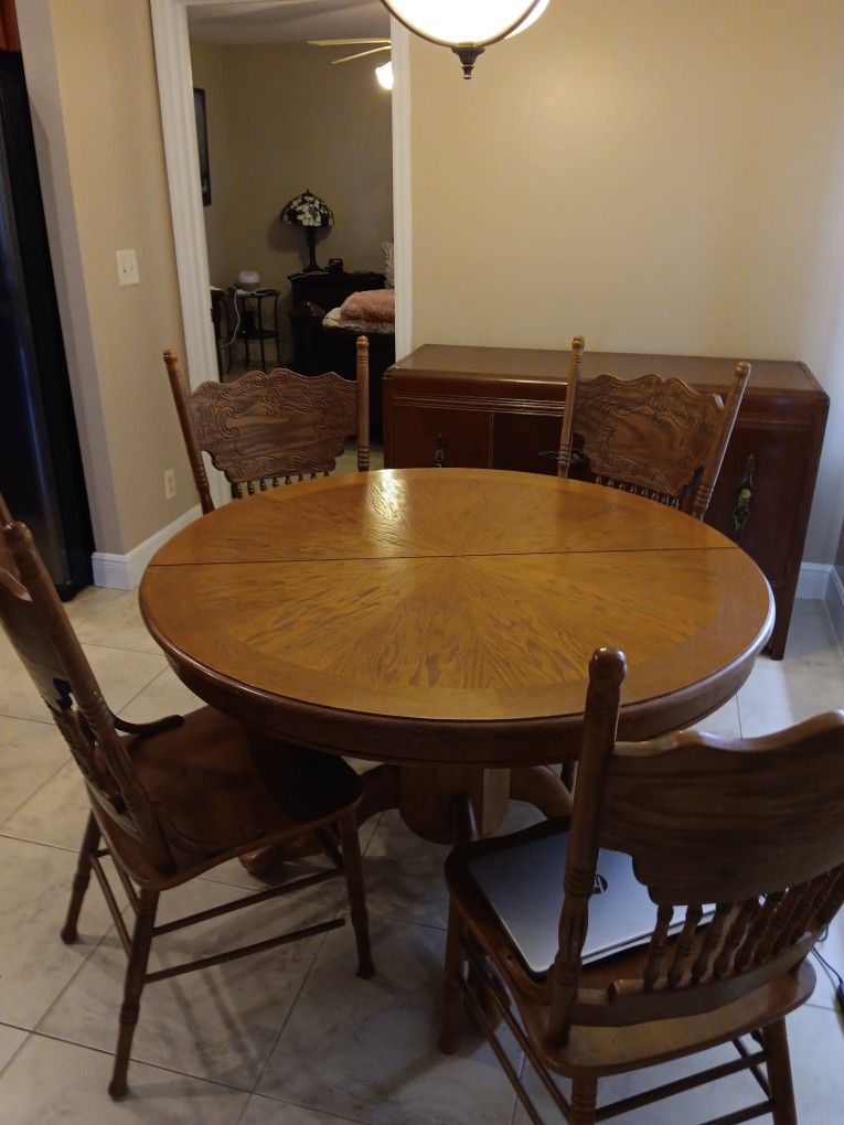 Dining Table 6 Chairs With Leaf Great Dinner Tabel Good Condition