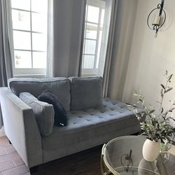 Grey Loveseat Sofa – Modern Tufted Couch – Excellent Condition
