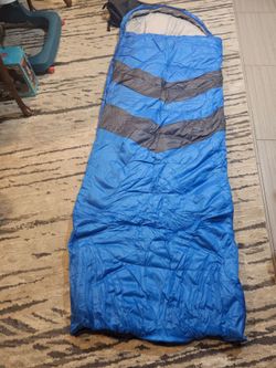 Blue Sleeping Bag with Gray Chevron Detail