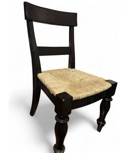 Solid Wood & Woven Straw Chair