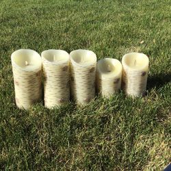 Birch Look Plastic Battery Candles