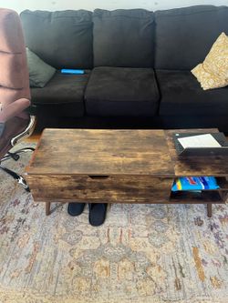 Rustic Lift-Top Coffee Table w/ Hidden Storage