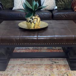 leather coffee table 