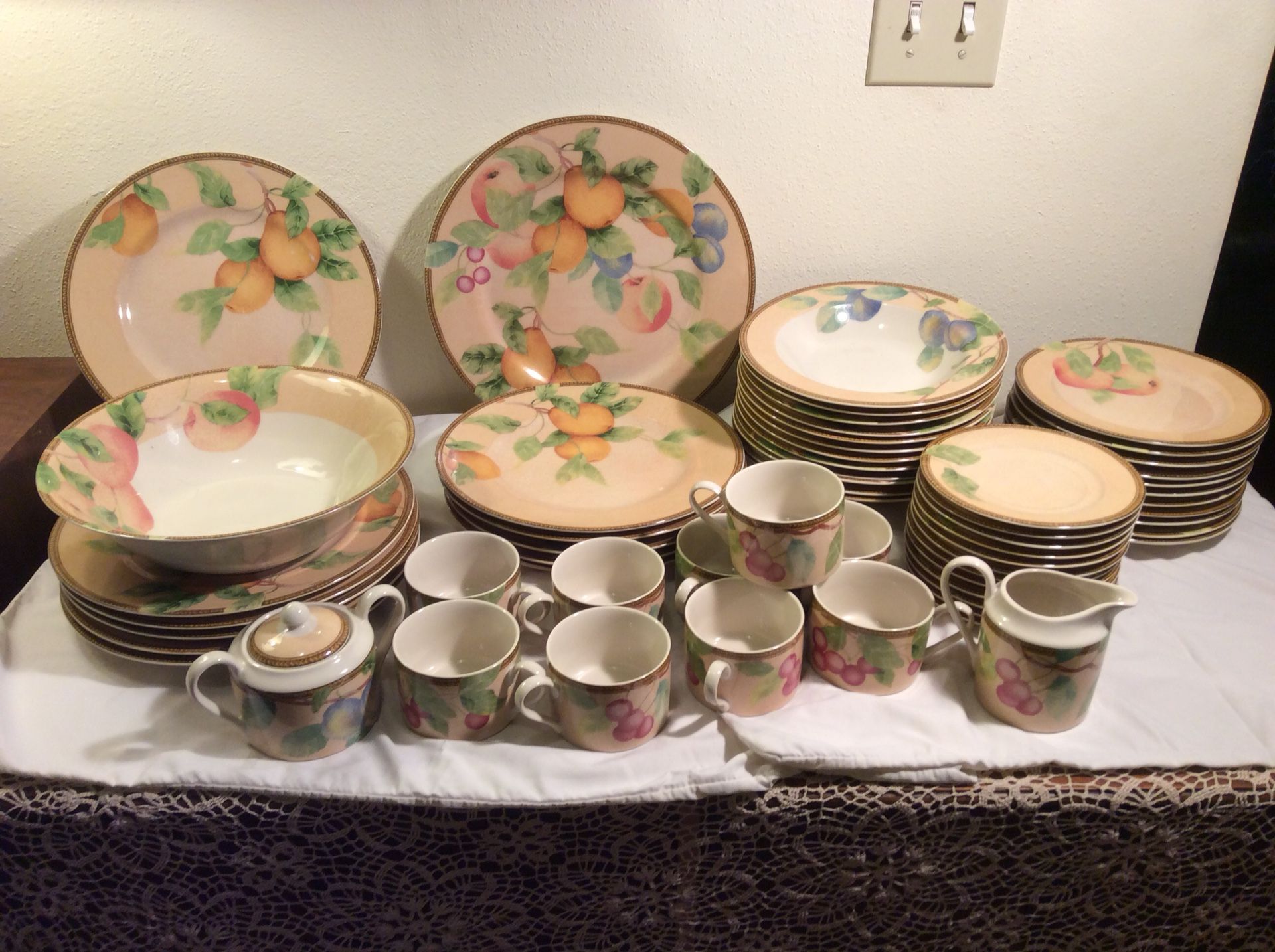 59 Piece PTS international interiors Newbury stoneware dishes for 12