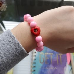Pink Bracelet With Heart Charm