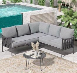 Brand new l-shaped patio sofa set brand new patio sofa brand new inside five boxes deep seating cushions 🚎🚚✈️🆕