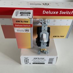 10 Pcs ENERLITES Toggle Light Switch, Single Pole, 20A 120/277V, Grounding Screw, Commercial Grade, UL Listed, 81201A-W-5PCS, White, 