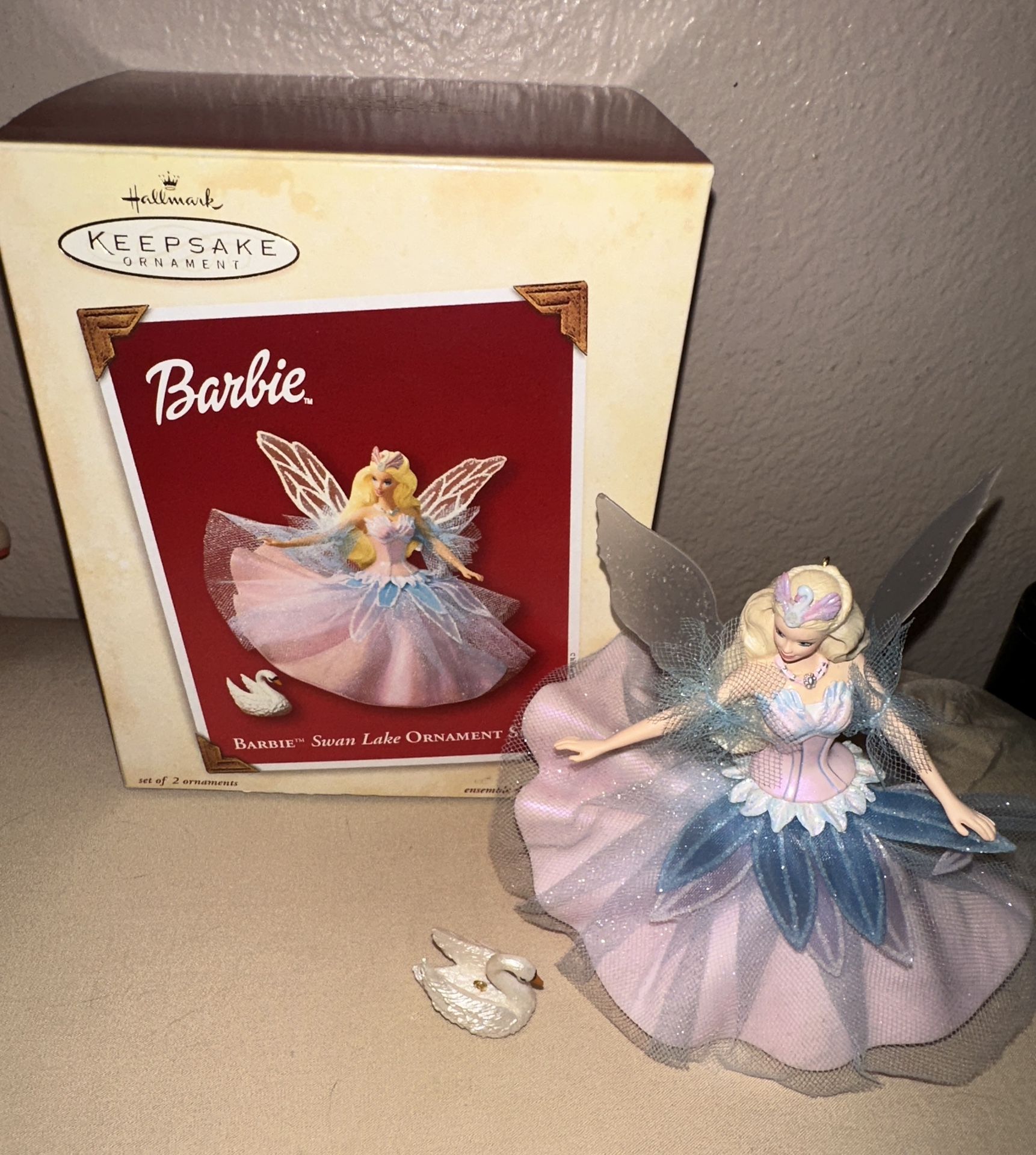 HALLMARK Keepsake 2003 BARBIE SWAN LAKE Fairy Christmas Ornament SET OF 2 NEW