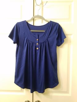 Blue Blouse/Top with buttons - Medium (runs Large)