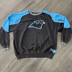 Vintage Carolina Panthers Sweater Mens Large Black Blue NFL Football