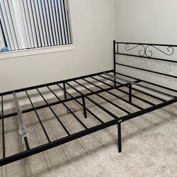 Queen size bed frame, mattress, cover and foam