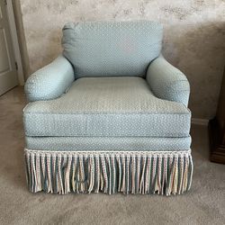 Grandmillenial Blue Upholstered Arm Chair 