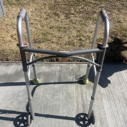 reserveTech Deluxe Two Button Folding Walker with 5 in. Wheels