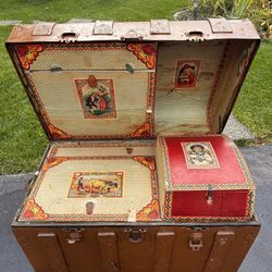 🧳 Antique Steamer Trunk (Late 1800s–Early 1900s)🔴See FULL Details Below-If Listed-It’s Available🔴